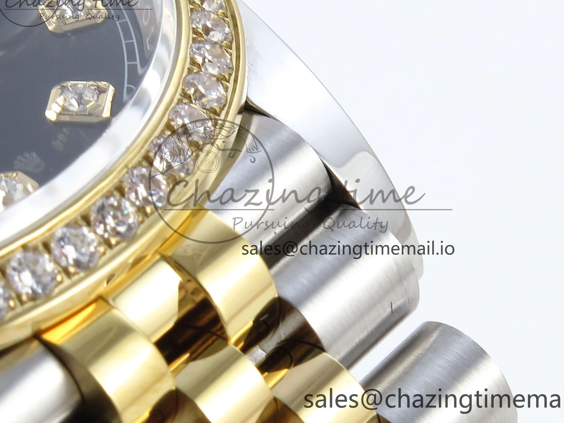 MiroTime 0109 Stretchable DateJust 36 126283RBR EWEF Best Edition Black Diamonds Dial on SS YG Jubilee Bracelet A 634